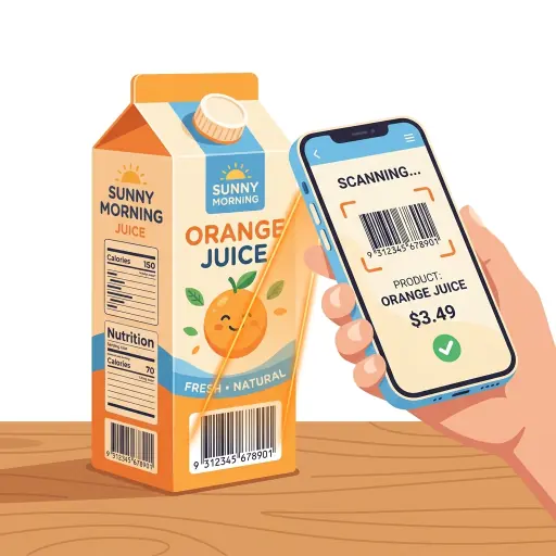 Phone scanning the barcode on a grocery product