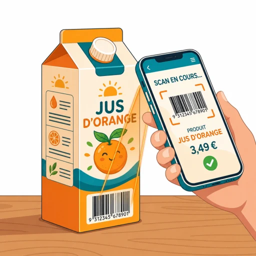 Téléphone qui scanne le code-barres d'un produit de courses