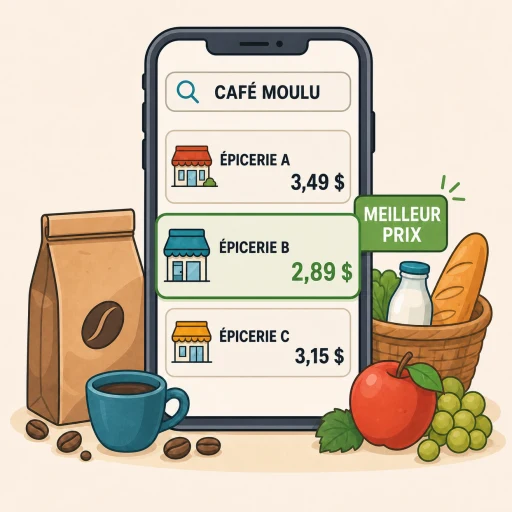 Recherche d'un produit avec trois épiceries et le meilleur prix disponible signalé